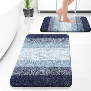 OLANLY Bathroom Rug Set 2 Piece, Soft Absorbent Microfiber Bath Rug Set, Non-Slip, Machine Wash Dry, Plush Shaggy Bath Mats for Bathroom (30"x20"+24"x16", Airy Blue)