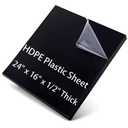 1 Pack Black HDPE Plastic Sheet 1/2" Thick - 24" X 16",High Density Polyethylene Sheet Flexible Solid Plastic Block(Mirror Surface),for DIY,Fabrication,Waterproof,Durable