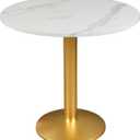 Round Modern Dinning Table 30 inches Bistro Tulip Table with White Faux Marble top Gold Sturdy Metal Frame,Easy Assemble,Diameter 30in*H28.54in
