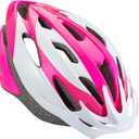 Schwinn Thrasher Helmet for Adults, Size 58-62 cm for Riders Ages 14+, Microshell, Adjustable Dial & Straps, Interior Padding, Air Vents, Lighted or Unlit, Visor, Adult Bike Helmet (Pink/White)