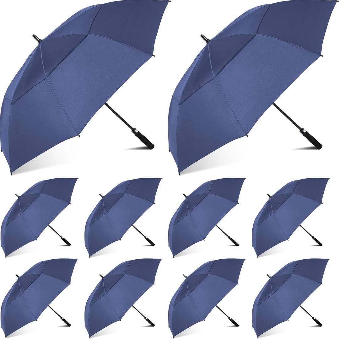 Jexine Large Automatic Open Golf Umbrella 62 Inch Double Canopy Rain Umbrella Windproof Waterproof Heavy Duty for Men Women Family Travel Sports