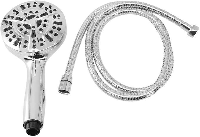 High Pressure 10-Mode Hand Shower Head with Stainless Steel Hose, Powerful Jet Spray for Massage, Black Handheld Showerhead for Bathroom