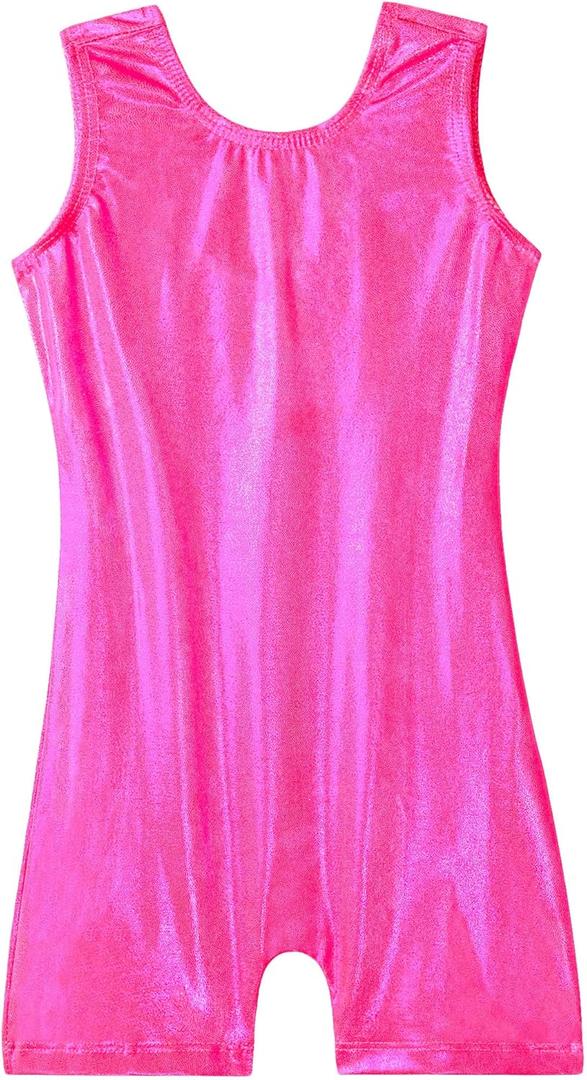 Domusgo Gymnastics Leotards for Girls Sparkly One-Piece Pro Kids Unitard Biketards with Shorts, 4-5T