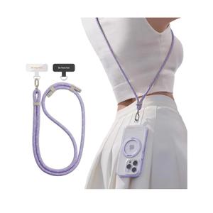 Phone Lanyard Crossbody with 2 Phone Tabs, Adjustable Anti Theft Phone Strap for All Phones, Premium Metal Buckles, Skin-Friendly, Universal Cell Phone Neck lanyard for Women and Men, Purple