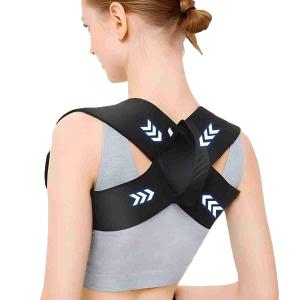 Back Posture Corrector for Women & Men, Kyphosis Relief, Spine Support Brace, Upper Back & Shoulder Alignment, Comfortable & Breathable, Easy to Use (Large, Black)