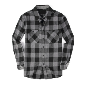Mens Shirt Regular Fit Long Sleeve,Casual Button Down Plaid Flannel Shirt for Men, Grey, Size 3XL