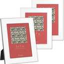 Fun Memories 5x7 Picture Frame - 3pcs White Enamel Glass Photo Frame with Silver Metal Edge & Easel for Display Picture Frame on Countertops, Tabletops, Bookshelves, Desks, Walls (White/Silver)