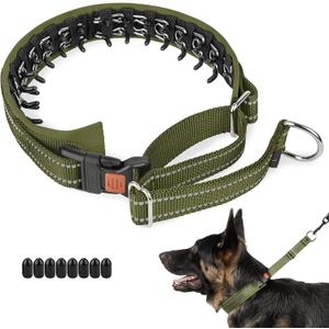 Mayerzon Martingale No Pull Collar for Medium Large Dogs German Shepherd Doberman Pitbull, Patented Anti Pull Correction Dog Collar for Safety Walking Training, Reflective, Adjustable(M/L, Army Green)