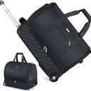 Rolling Garment Bag for Travel - Convertible Duffel Bag with Wheels & Shoes Compartment, Carry on Suit Luggage Bag with Trolley for Business Trip, Wedding, Weekender (Black)