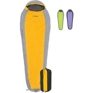 Teton 20F and 5F Degree Sleeping Bag; Lightweight, Warm Weather Mummy Sleeping Bags for Adults and Kids, Camping, Backpacking, Hiking (Yell)