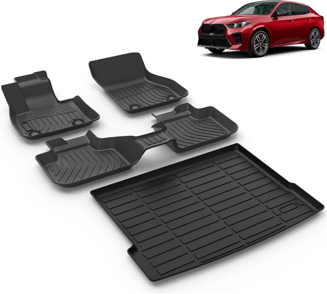VOUKIY All Weather Car Floor Mats & Cargo Liner Set Fit for X2 2018 2019 2020 2021 2022 2023 Floor Liners Trunk Liner X2 Cargo Mat Accessories Black