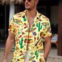 Cinco De Mayo Shirts for Men Mexico Button Down Shirt Hawaiian Tropical Tees Summer Short Sleeve Outfit (Black, S)