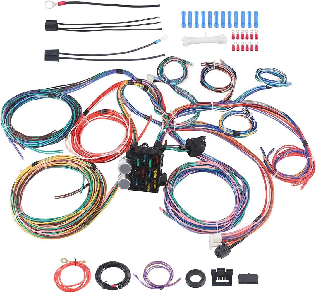 Extra Long Wires 12 Circuit Wiring Harness Kit
Have more Functions Universal Fuses Wire Harness, Compatible with Ford Chevy Mopar GM Hot Rod Rat Rod Truck and More