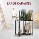 ikare Art Canvas Storage Rack,2 Tier Art Storage,Metal Canvas Rack Art Storage with Handle & Caster Wheels,Painting Rack for Art Studio,Gallery,Classrooms
