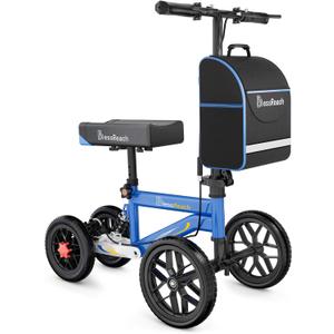 BlessReach All Terrain Steerable Knee Scooter Crutch AlternativeDeluxe Medical Scooter Double Handbrake,for Adults Injured Ankle & Foot Recovery Scooter in Blue