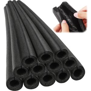 Amylove 12 Pcs 3.3 Feet Foam Pipe Insulation Foam Tube Insulating Water Pipe Pool Swim Noodles Pre Slit Heat Preservation Pipes Covers for Tubing Outdoor Winter Freeze Protection(Black,1.5 Inch)