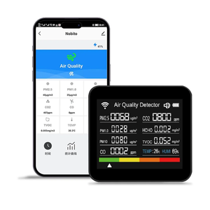 14-in-1 Air Quality Monitor, Indoor Temperature Sensors, Detect PM2.5/PM1.0/PM10/CO2/CO/TVOC/HCHO/Temperature/Humidity, Air Quality Meter for RV Home Office School Hotel