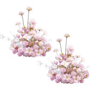 2pcs19inch Pink Free Standing Flowers Ball Bouquet Artificial Rose Arrangements Balls for Wedding Centerpieces Tables Chair Aisle Runner Flowers Decoration
