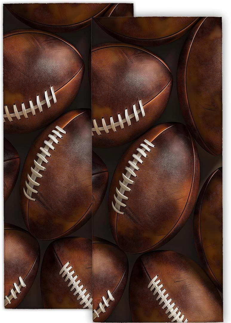 Football Hand Towel for Bathroom 2 Pack,Soft Microfiber Polyester Face Towels Soft Absorbent for Spa Bath Gym Kitchen,Sport Hand Towels Set Decorative Hotel Decor Gifts,14.5x28 Inch