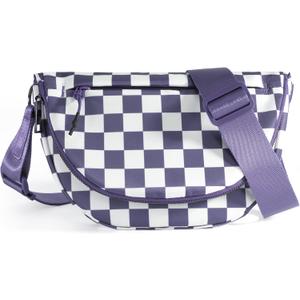 MEISEY Checkered Crossbody Messenger Bag, Black and White Pattern, Adjustable Shoulder Strap
