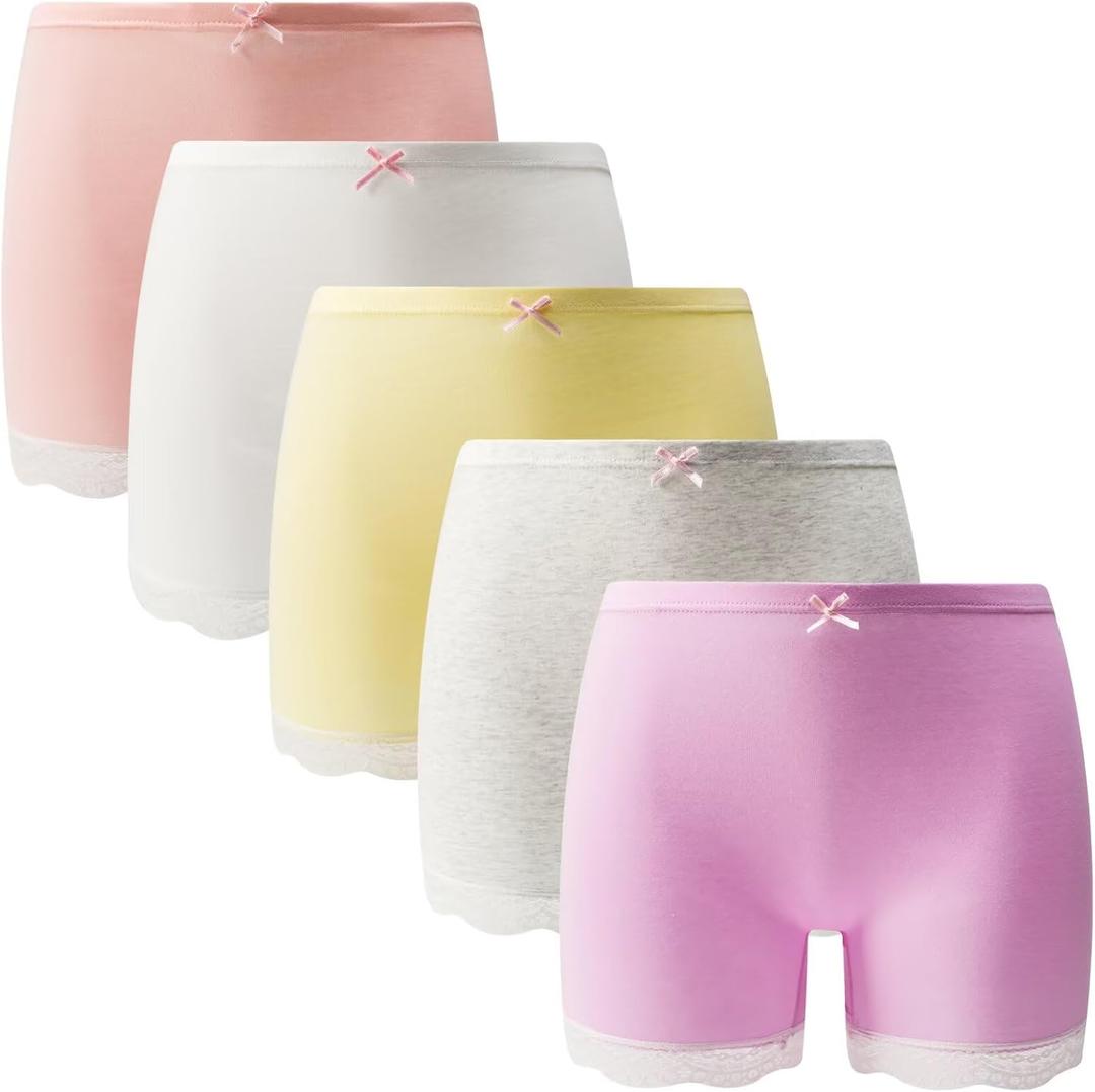 SYDMXWZ Girls Cotton Underwear Soft Boy Shorts Kids Boxer Briefs Panties(Pack of 5) (8-10)
