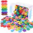 Snowflake Interlocking Building Block Educational Toy 300PCS for Kids Ages 3+, Multi-Color Solid Plastic Early Learning Creativity STEM Toy with Carrying Case Safe Material