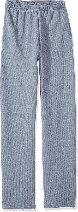 Fruit of the Loom Boy's Fleece Open Bottom Sweatpant, Smoke Blue Stripe / T.Blue Heather M