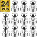 6 x Tiergrade Metallic Magnets, Refrigerator Magnets, 24 Pack Silver Magnetic Push Pins, Strong Fridge Magnets, Multi-use Whiteboard Magnets Perfect for Kitchen Office Classroom