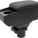 Car Armrest Box for Toyota Yaris Vitz 2006-2011 Auto Accessories Center Console Leather Arm Rest Double-Layer Storage Space with Cup Holder (Black Thread)