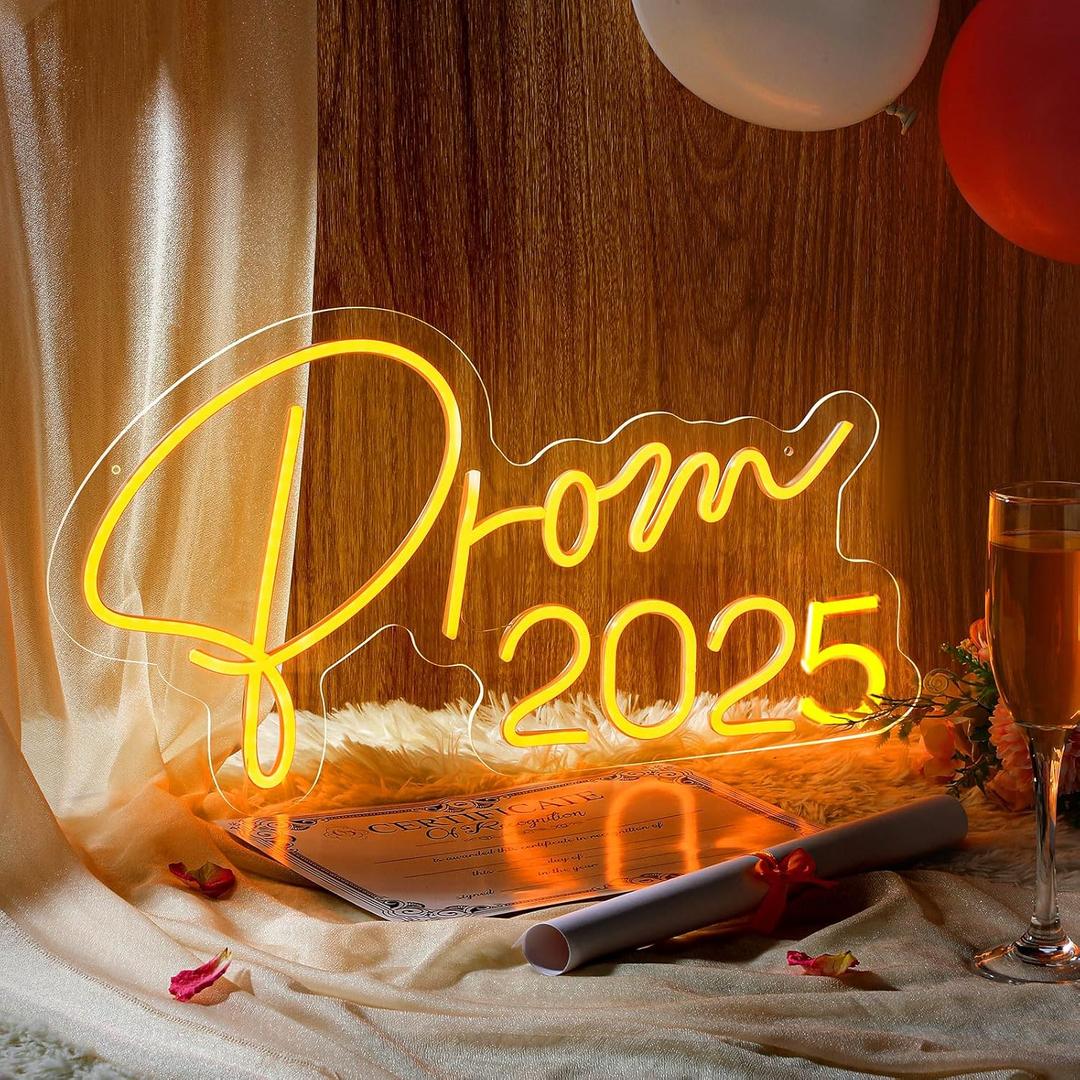 Prom 2025 LED Neon Sign 20 x 10.6 Inch Graduation Party Decorations Congrats Gradate Lighted Wall Art Sign Prom 2025 Congratulations Sign for Birthday Wedding Graduation Party Gift Wall Decor