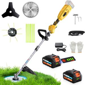 Electric Weed Wacker, Cordless Weed Wacker, Cordless String Trimmer with Fast Charger,Electric Weed Trimmer for Lawn & Garden & Yard