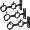Goowin Curtain Rod Bracket, 3pcs Adjustable Curtain Rod Holder, Double Curtain Brackets Wall Mount Curtain Rod Hooks for Living Room Bathroom Bedroom Curtain rods, Drapery Rods (Black)