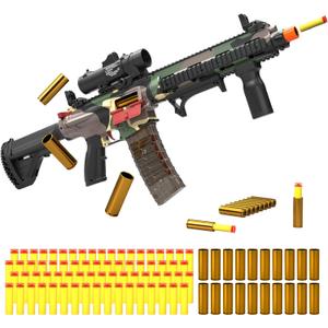 Electric Soft Bullet Toy Gun for Boys, Auto-Manual Shell Ejecting Toy Foam Blasters & Guns with 80 Soft Darts, Shooting Games Educational Toys for 6, 8,12,14+ Kids (Green)
