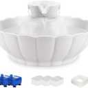 iPettie Tritone Ceramic Cat Water Fountain, Heavy-Duty Waterer for Pets, 2.1 Liters / 2.2 Quart Filtered Water Purifier with Replacement Filters and Foam, White