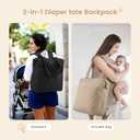 LOVEVOOK Diaper Bag Backpack,Diaper Bag Tote for Mom Dad with Changing Pad,Insulated Pockets, Convertible Lightweight Baby Backpack with Pacifier Case（Khaki）