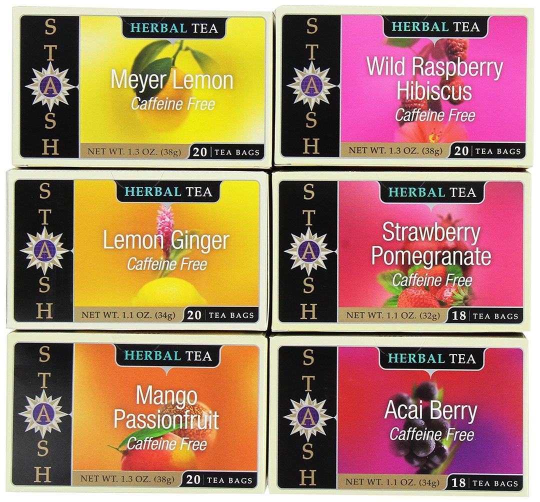 Stash Tea Fruity Herbal Tea Six Flavor Assortment, 18 Count (EXP 05/12/26)