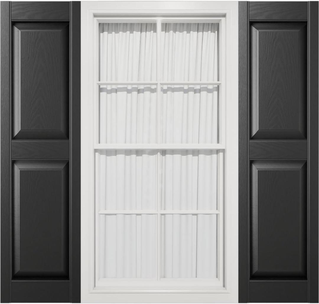Mid America 00021451002 Standard Size Williamsburg Double Panel Vinyl Shutters, w/Installation Shutter-Lok's & Matching Screws (Per Pair), 002, 14 3/4"W x 51"H, Black