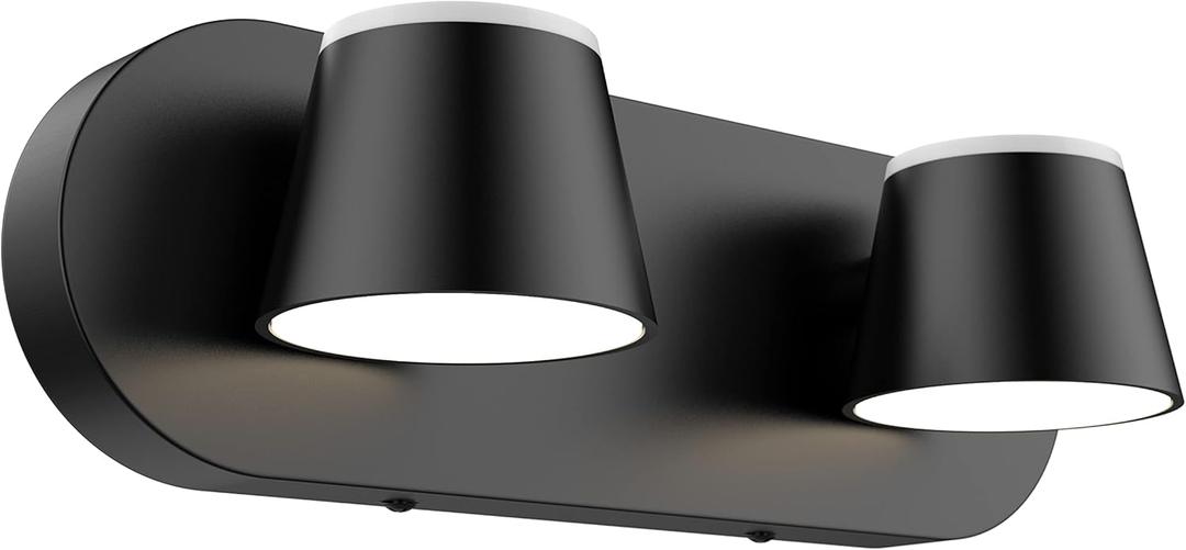 URSOLA 2 Light Bathroom Vanity Light, LED Black Wall Light Fixtures, Up and Down Rotatable Dimmable, 13 inch Bathroom Lighting Fixtures Over Mirror