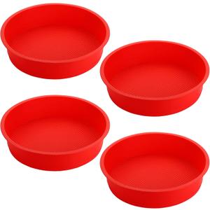 Bekith 4 Pack 9" Silicone Round Cake Pans, Silicone Cake Pans for Baking, Quick Release Baking Mold Round