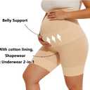 Peauty Seamless Maternity Shapewear & Underwear 2-in-1, Non-Roll Edge Pregnancy Shorts Essentials Maternity Dress(S-3XL) (Black, S)