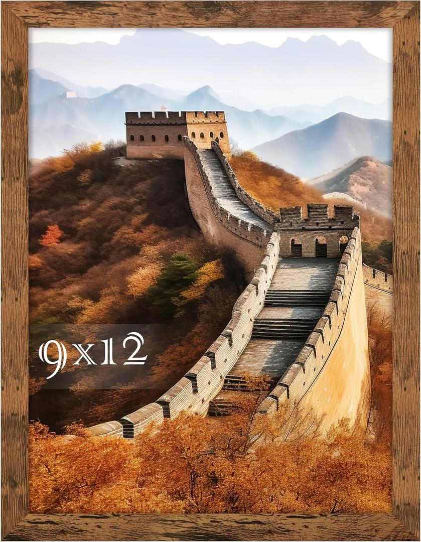 Picrit 9x12 Picture Frame, Photo Frame for Wall Mounting Display, Brown