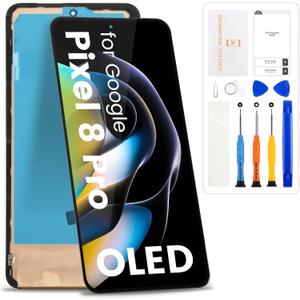 OLED for Google Pixel 8 Pro Screen Replacement for Google Pixel 8 Pro LCD Display Screen GC3VE G1MNW Touch Digitizer Assembly Repair Parts with Bracket,No Fingerprint Cable