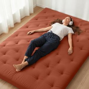 ZonLi Japanese Floor Futon Mattress Queen Size 80"x 60", 100% Cotton Cover 2.5'' Thicken Tatami Mattress, Foldable Sleeping Pad, Portable Dormitory Tatami Mat, Roll Up Floor Lounger Bed for Adult