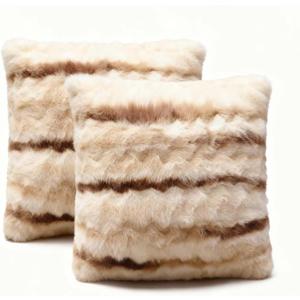 ZYFZCLBL Faux Fur Cushion Cover, Square Solid Cushion Pillowcase Decorative Pillow Cover Luxury Soft Cozy Fluffy Pillow Covers for Bed/Couch, Pack of 2, 22" x 22" Inch, Brown Print