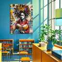 YKSKQCMT Black Girl Reading Wall Art Graffiti Girl Books Motivational Wall Decor Black Pride Pictures African American Girls Books Canvas Posters for Tween Girls Room Study Reading Room (24L"16W")