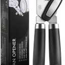 Multifunctional Can Opener Manual, Durable Heavy Duty Handheld Strong Can Opener with Smooth Cutting Edge, Friendly Kitchen Essentials Tool for Seniors, Camping and Bottle Opening-Black