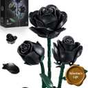 iATOM Black Roses Flower Building Set - 3Pack, Gift for Mother Day Her/Mom/Girlfriend/Wife/Couple, Gothic Emo Vintage Retro Artificial Flowers Botanical Collection Basket Stuffers Home Decor Aesthetic