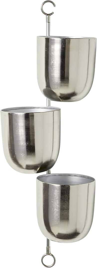 Deco 79 Metal Indoor Outdoor Planter Layered Wall Hanging Planter, Plant Hanger 12" x 12" x 25", Silver, Large