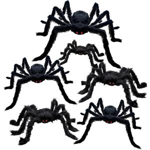 Tuzuaol 6 Pcs Outdoor Halloween Spiders Decorations, Giant Realistic Scary Spiders for Yard Party Haunted House Decor Indoor