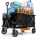 Hikenture Collapsible Wagon - 330LBS Capacity, Extra Large Foldable Wagon with All-Terrain Wheels, Utility Beach Cart for Outdoor Garden